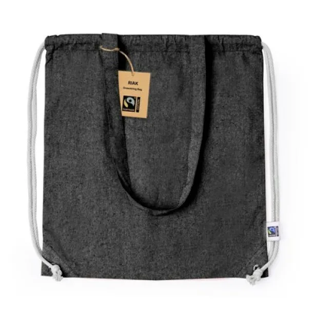  Recycled cotton drawstring bag, shopping bag black