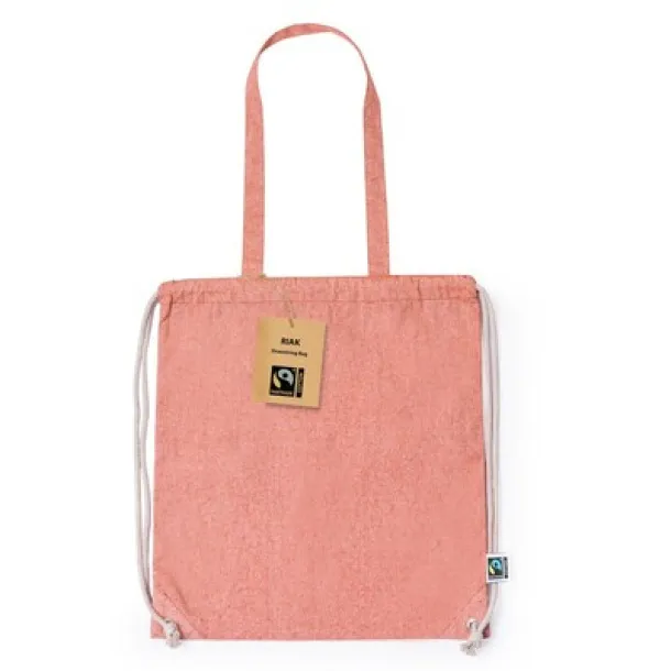  Recycled cotton drawstring bag, shopping bag Crvena