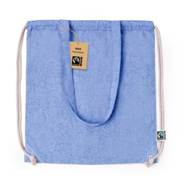  Recycled cotton drawstring bag, shopping bag blue