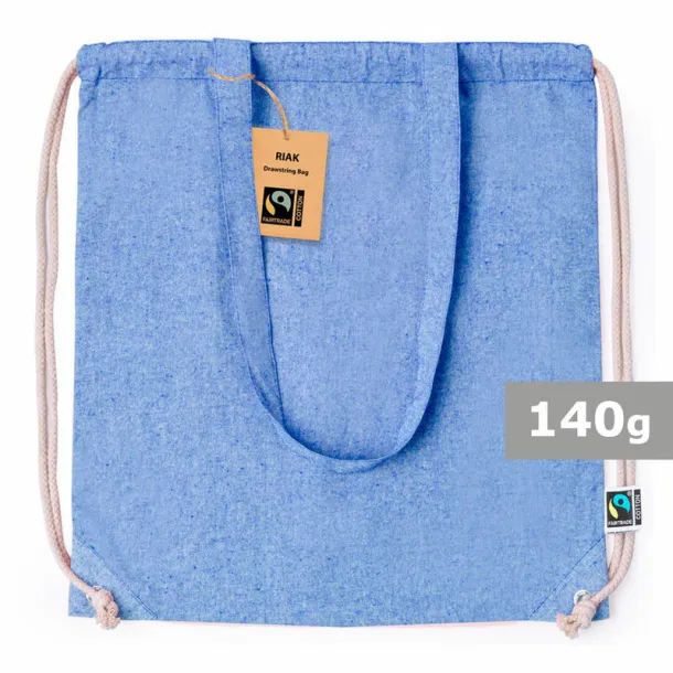  Recycled cotton drawstring bag, shopping bag blue