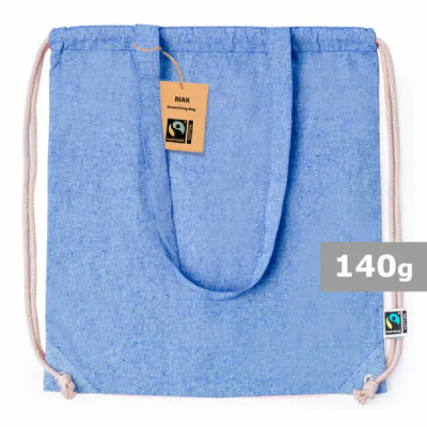  Recycled cotton drawstring bag, shopping bag blue