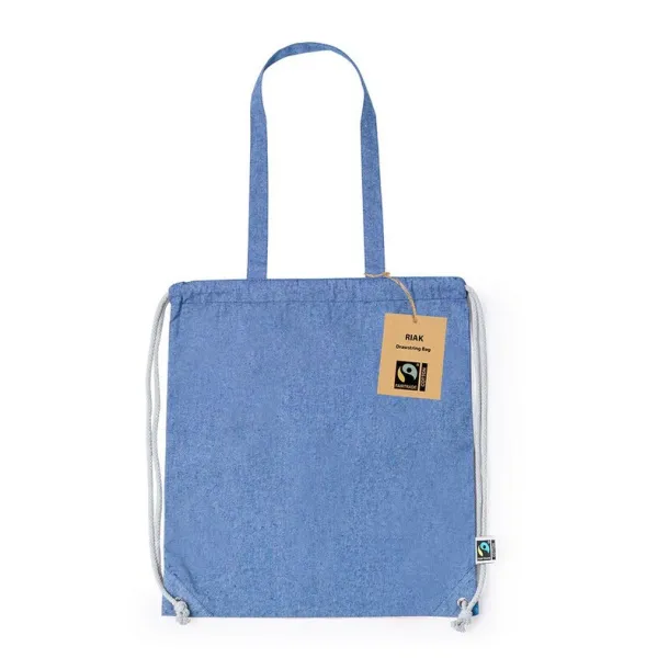  Recycled cotton drawstring bag, shopping bag blue