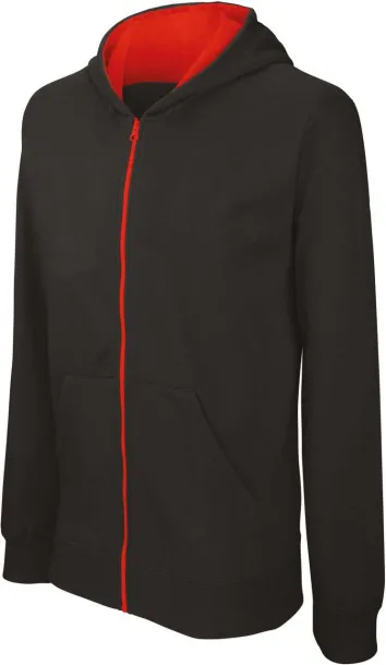  Dječja hoodica s patentom, 280 g/m2 - Kariban Crna Crvena