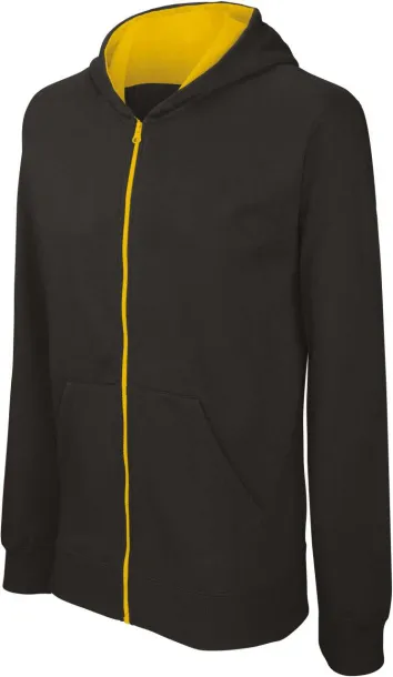  KIDS' FULL ZIP HOODED SWEATSHIRT - Kariban Black Yellow