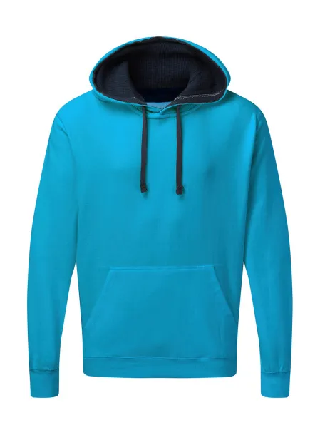  Men's Contrast Hoodie - SG Turquoise Navy