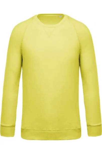  MEN'S ORGANIC COTTON CREW NECK RAGLAN SLEEVE SWEATSHIRT - Kariban Lemon Yellow