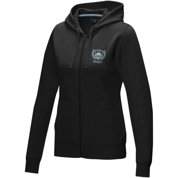 Ruby women’s GOTS organic GRS recycled full zip hoodie - Elevate NXT Solid black