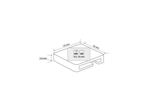 CLIP Metalna pločica za notese, 18x18 mm Sjajni metal