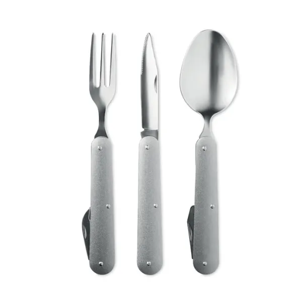 3 SERVICE Camping SS cutlery set Matt Silver