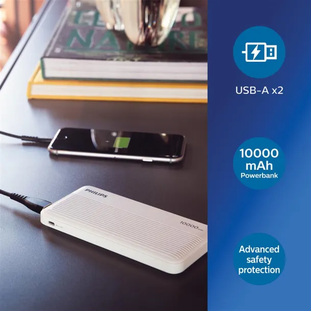  Philips 10.000 mAh slim powerbank - Philips Bijela 