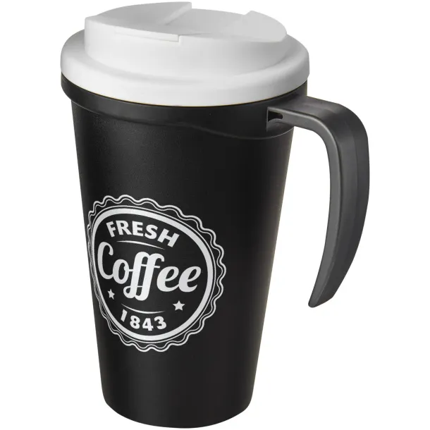 Americano Grande 350 ml mug with spill-proof lid Solid black White