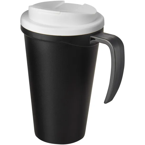 Americano Grande 350 ml mug with spill-proof lid Solid black White