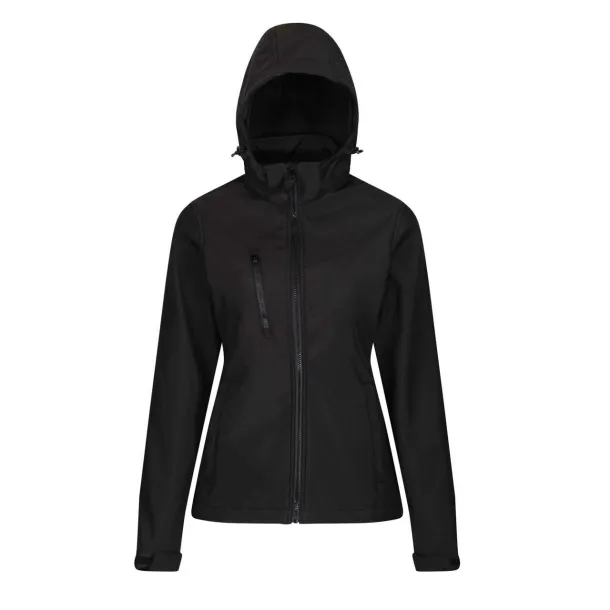  WOMEN'S VENTURER 3 LAYER HOODED SOFTSHELL JACKET - Regatta Black Black