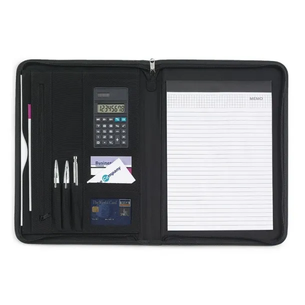  Conference folder approx. A4 with notebook and calculator black