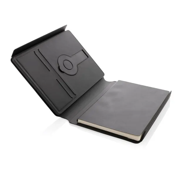  Swiss Peak RCS rePU notebook with 2 in 1 wireless charger - Swiss Peak Black 