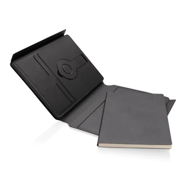  Swiss Peak RCS rePU notebook with 2 in 1 wireless charger - Swiss Peak Black 