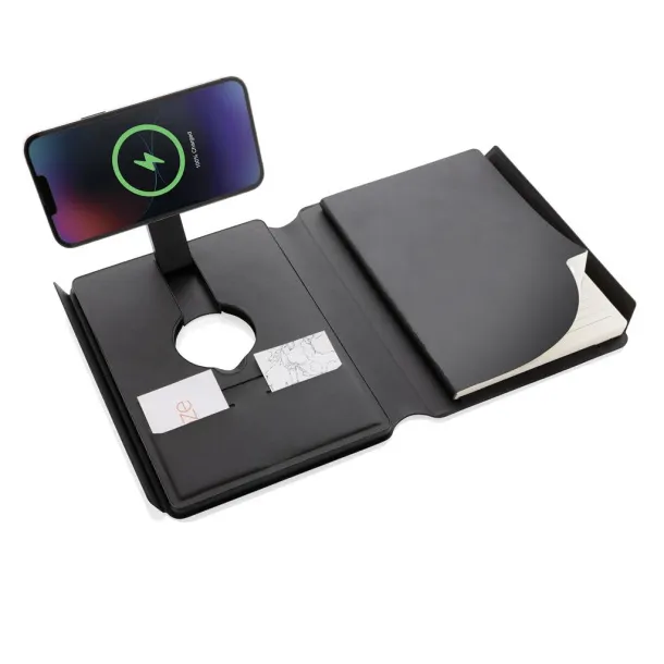  Swiss Peak RCS rePU notebook with 2 in 1 wireless charger - Swiss Peak Black 