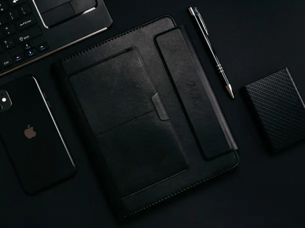 ALCANTARA notes s portfolio mapom, A5 - PRO BOOK Crna