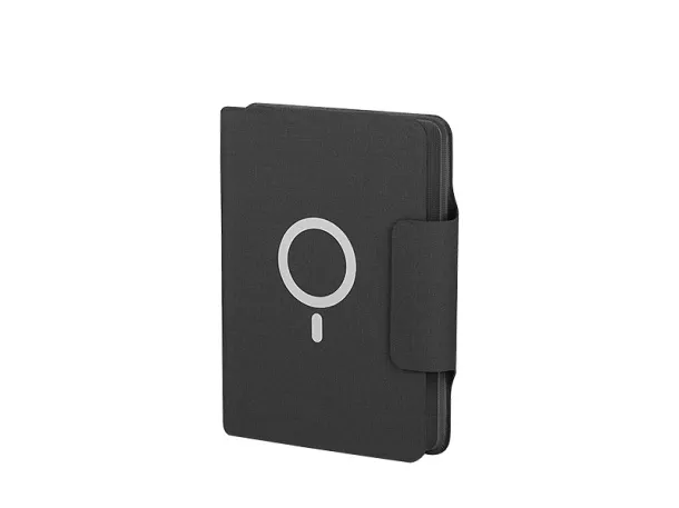 MAGNOTE Portfolio case with A5 notebook, wireless charger and power bank, 8000 mAh Dark gray