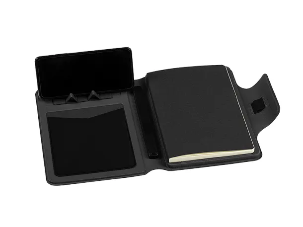 MAGNOTE Portfolio case with A5 notebook, wireless charger and power bank, 8000 mAh Dark gray