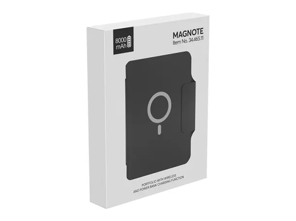 MAGNOTE Portfolio case with A5 notebook, wireless charger and power bank, 8000 mAh Dark gray