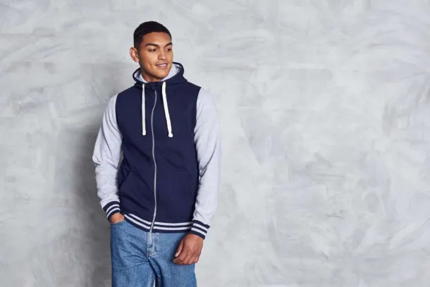  URBAN VARSITY ZOODIE - Just Hoods Oxford Navy Heather Grey