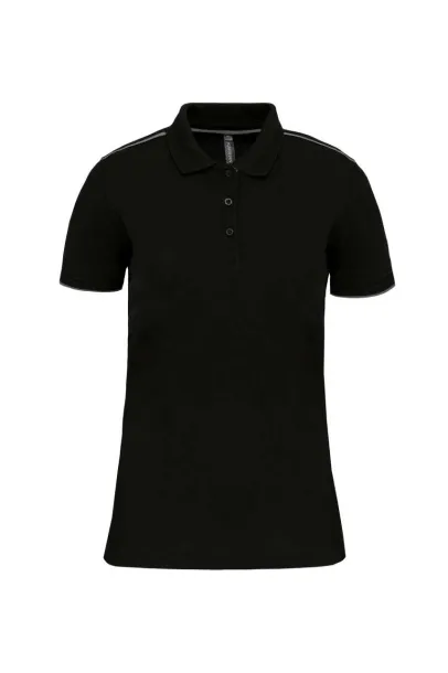  LADIES' SHORT-SLEEVED CONTRASTING DAYTODAY POLO SHIRT - Designed To Work Black Light Grey