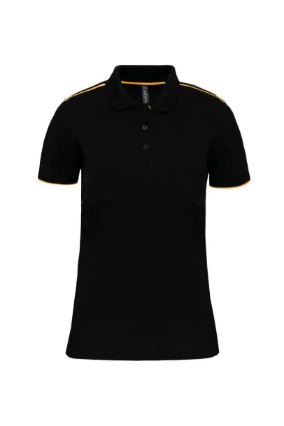  LADIES' SHORT-SLEEVED CONTRASTING DAYTODAY POLO SHIRT - Designed To Work Black Yellow