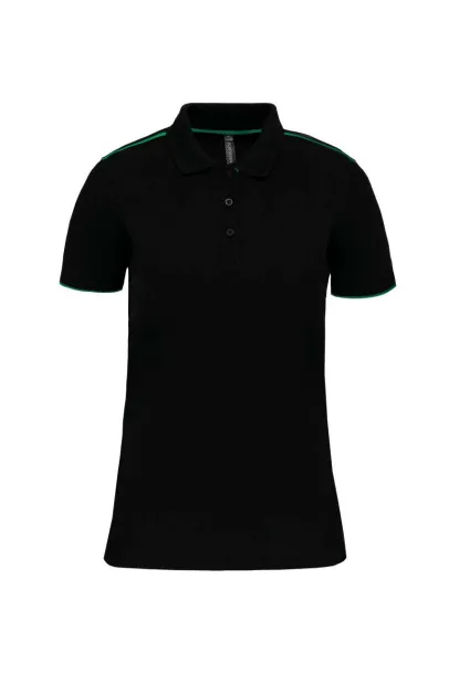  LADIES' SHORT-SLEEVED CONTRASTING DAYTODAY POLO SHIRT - Designed To Work Black Yellow