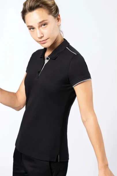  LADIES' SHORT-SLEEVED CONTRASTING DAYTODAY POLO SHIRT - Designed To Work Navy Vino