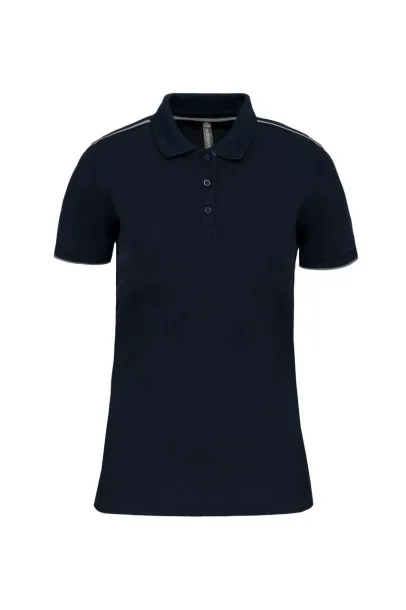  LADIES' SHORT-SLEEVED CONTRASTING DAYTODAY POLO SHIRT - Designed To Work Navy Vino