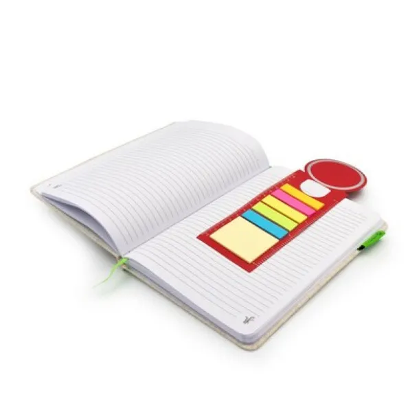  Memo holder, sticky notes, bookmark, notebook, ruler red