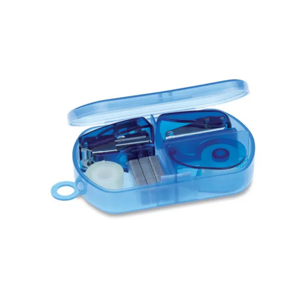 BUROBOX Stationery set in plastic box transparent blue