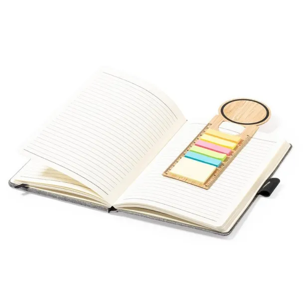  Bamboo memo holder, sticky notes, bookmark, ruler, notebook light brown