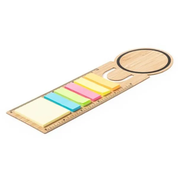  Bamboo memo holder, sticky notes, bookmark, ruler, notebook light brown