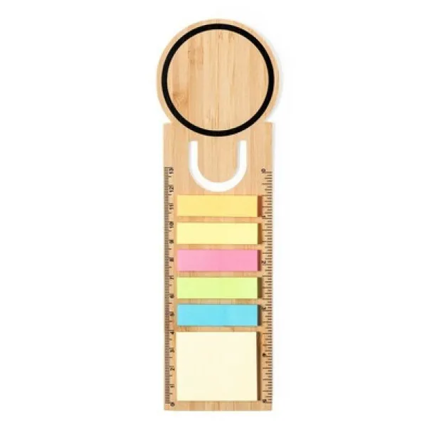  Bamboo memo holder, sticky notes, bookmark, ruler, notebook light brown