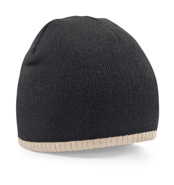  Two-Tone Beanie Knitted Hat - Beechfield Black Stone