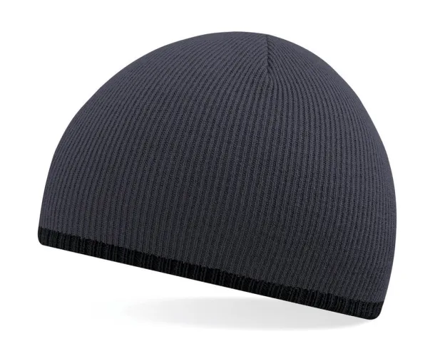  Two-Tone Beanie Knitted Hat - Beechfield Graphite Grey Black