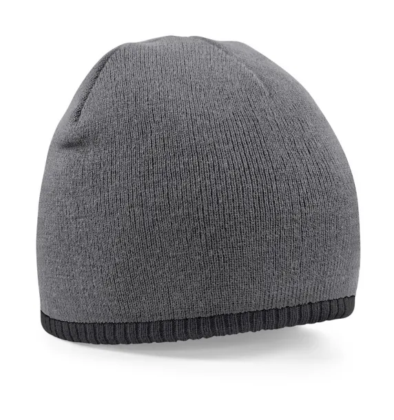  Two-Tone Beanie Knitted Hat - Beechfield Graphite Grey Black