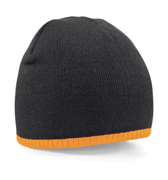  Two-Tone Beanie Knitted Hat - Beechfield Black Fluorescent Orange