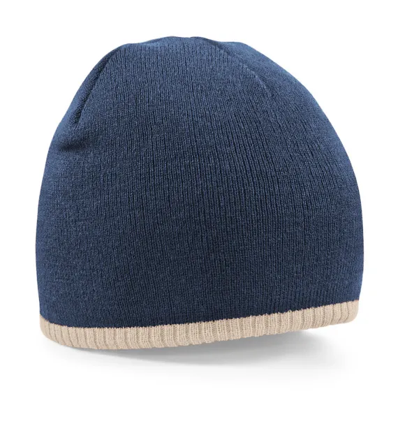  Two-Tone Beanie Knitted Hat - Beechfield French Navy Stone