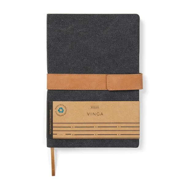  VINGA Bosler A5 RCS recycled canvas note book - Vinga Black 