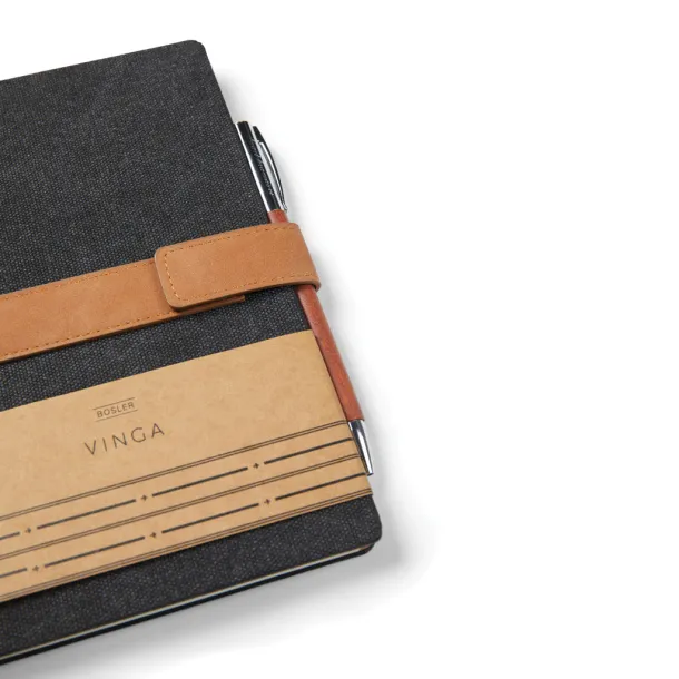  VINGA Bosler A5 RCS recycled canvas note book - Vinga Black 