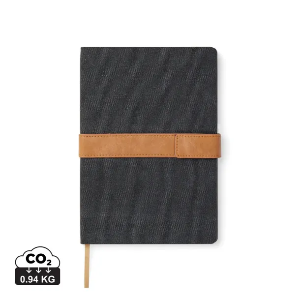  VINGA Bosler A5 RCS recycled canvas note book - Vinga Black 