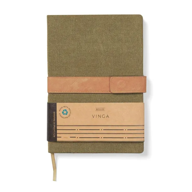  VINGA Bosler A5 RCS recycled canvas note book - Vinga Green 