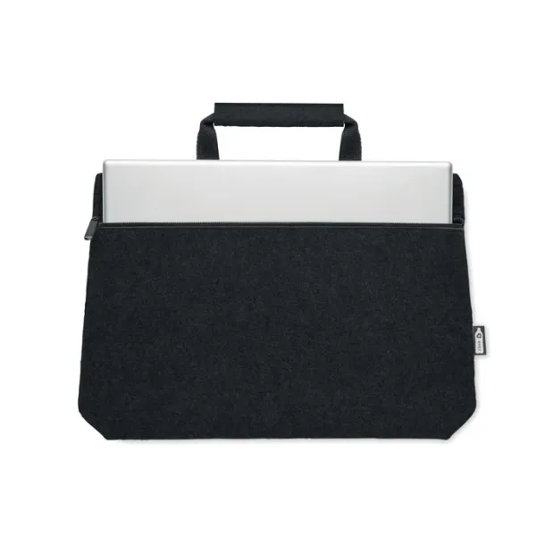 TAPLA RPET felt zippered laptop bag Black