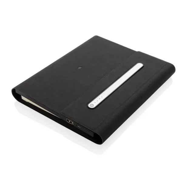  5000 mAh power notebook A5 with wireless charging Black
