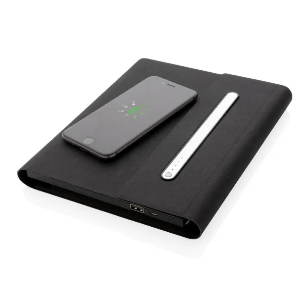  5000 mAh power notebook A5 with wireless charging Black