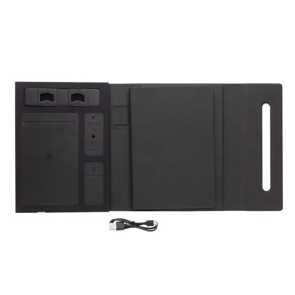  5000 mAh power notebook A5 with wireless charging Black