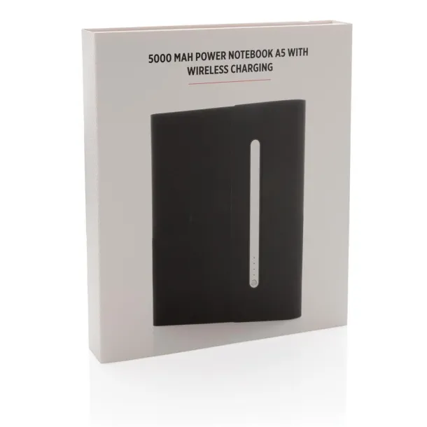  5000 mAh power notebook A5 with wireless charging Black